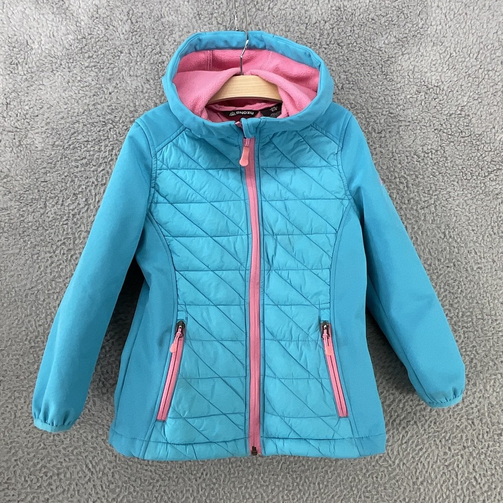 Snozu Jacket‎ Girls 5-6 Years Blue Quilted Hooded Full Zip Fleece Lined